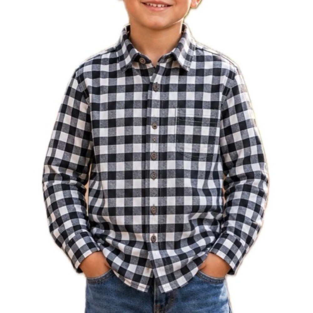 Cat & Jack Plaid Flannel Button Down Collared Shirt. Cotton. Boy's 6/7